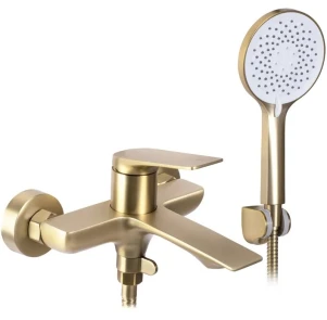 Змішувач для ванни та душу REA AVALON BRUSHED GOLD настінний з виливом №1