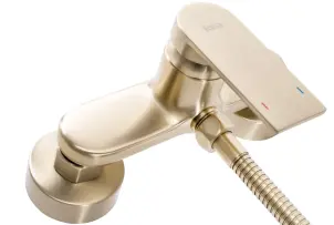 Смеситель для ванны и душа REA VERSO BRUSHED GOLD настенный без излива №4