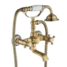 Змішувач для ванни та душу REA RUSTICO ANTIQUE GOLD настінний з виливом