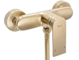Смеситель для ванны и душа REA VERSO BRUSHED GOLD настенный без излива №5