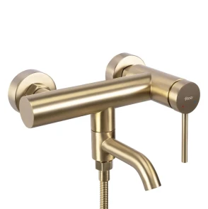 Змішувач для ванни та душу REA CLIF BRUSHED GOLD настінний з виливом №2