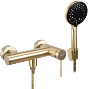 Змішувач для ванни та душу REA FOSS BRUSHED GOLD настінний без виливу №1