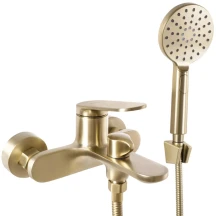 Змішувач для ванни та душу REA MARCO BRUSHED GOLD настінний з виливом