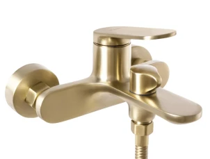 Змішувач для ванни та душу REA MARCO BRUSHED GOLD настінний з виливом №2