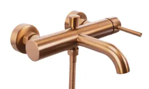 Змішувач для ванни та душу REA LUNGO BRUSHED COPPER настінний з виливом №4