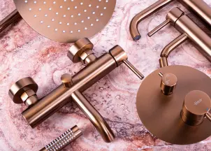 Змішувач для ванни та душу REA LUNGO BRUSHED COPPER настінний з виливом №6