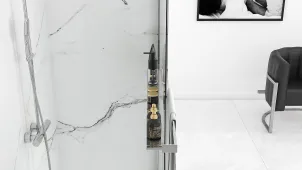 Душова стінка REA AERO N 90 CHROME з полицею EVO №3