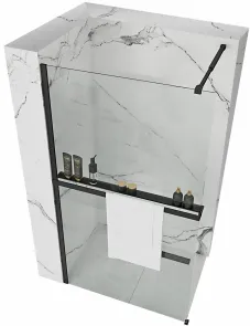 Душова стінка REA AERO 110 BLACK з полицею EVO №1