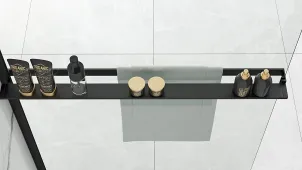 Душова стінка REA BLER 120 BLACK з полицею EVO №3