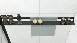 Душова стінка REA AERO 80 BLACK з полицею EVO №6