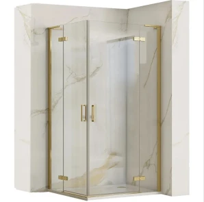 Душова кабіна REA HUGO 100х100 BRUSHED GOLD подвійна №1