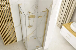 Душова кабіна REA HUGO 100х100 BRUSHED GOLD подвійна №3