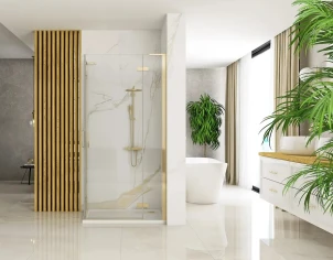 Душова кабіна REA HUGO 100х100 BRUSHED GOLD подвійна №4