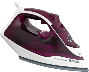 Праска Tefal Express Steam, 2400Вт, 270мл, паровий удар -160гр, постійна пара - 30гр, керам. підошва, бордовий №1