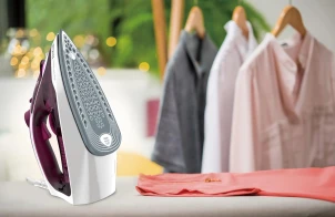 Праска Tefal Express Steam, 2400Вт, 270мл, паровий удар -160гр, постійна пара - 30гр, керам. підошва, бордовий №7