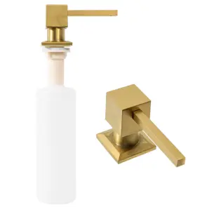 Врізний дозатор для рідини REA BRUSHED GOLD 330мл. квадратний * №2