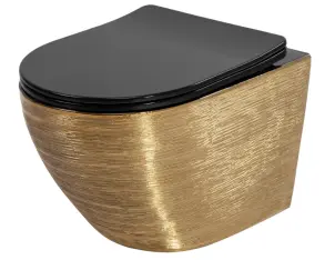 Подвесной унитаз REA CARLO FLAT BRUSHED GOLD BLACK золотой №1