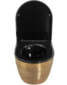 Подвесной унитаз REA CARLO FLAT BRUSHED GOLD BLACK золотой №2