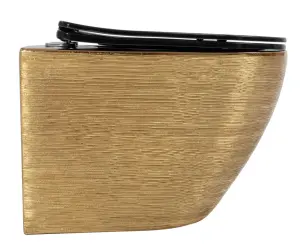 Подвесной унитаз REA CARLO FLAT BRUSHED GOLD BLACK золотой №4