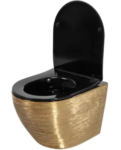 Подвесной унитаз REA CARLO FLAT BRUSHED GOLD BLACK золотой №5