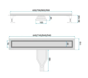 Трап для душу REA NEOX 70 SUPERFLOW BRUSHED STEEL 2в1 сталь №10