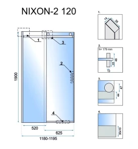 Душові двері REA NIXON-2 120 L CHROME №6