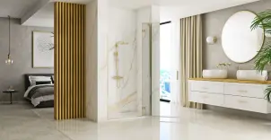 Душові двері REA HUGO 80 BRUSHED GOLD №3