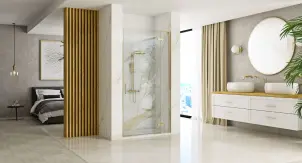 Душові двері REA HUGO 90 BRUSHED GOLD №2