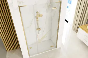 Душевая дверь REA HUGO 130 BRUSHED GOLD распашная №2