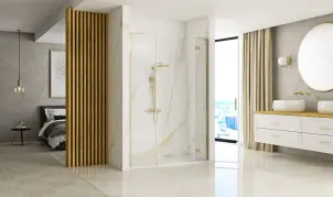 Душевая дверь REA HUGO 130 BRUSHED GOLD распашная №3