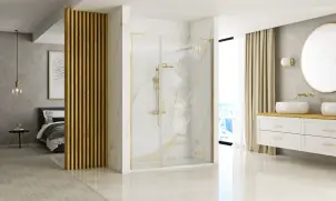 Душевая дверь REA HUGO 130 BRUSHED GOLD распашная №4