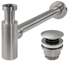 Сифон для раковини REA NICKEL BRUSHED універсальний + CLICK-CLACK *
