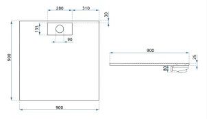 Душовий піддон REA BAZALT 90x90 WHITE №6