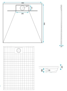 Душовий піддон REA BAZALT 90x90 GREY №6