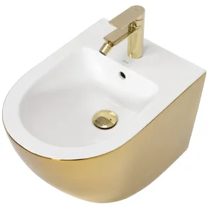 Подвесное биде REA CARLO MINI GOLD WHITE №4