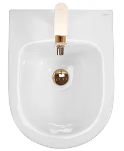 Подвесное биде REA CARLO MINI WHITE GOLD EDGE белый №3