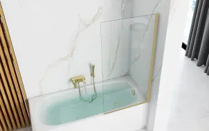 Шторка для ванны REA ELEGANT 80 BRUSHED GOLD постоянная №2