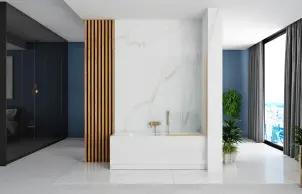 Шторка для ванны REA ELEGANT 80 BRUSHED GOLD постоянная №3
