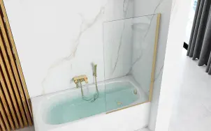 Шторка для ванны REA ELEGANT 70 BRUSHED GOLD постоянная №2