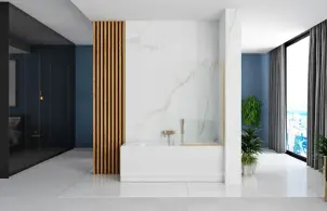 Шторка для ванны REA ELEGANT 70 BRUSHED GOLD постоянная №3
