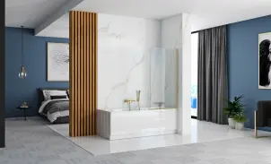 Шторка для ванны REA ELEGANT 70 BRUSHED GOLD постоянная №4