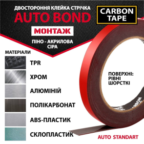 Двостороння клейка стрічка AUTO BOND CARBON TAPE 12мм*5м №5