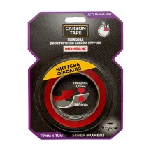 Двусторонняя клейкая лента SUPER MOMENT CARBON TAPE 19 мм × 10 м