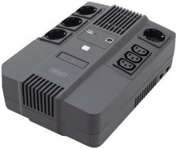 DIGITUS 600ВА/360Вт Источник бесперебойного питания, светодиод, RJ45, USB, 4xSchuko+3xC13