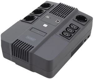 DIGITUS 600ВА/360Вт Источник бесперебойного питания, светодиод, RJ45, USB, 4xSchuko+3xC13 №1