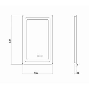 Зеркало Qtap Mideya (DC-F911) 500х800 с LED-подсветкой Touch, с антизапотеванием, димером QT2078F911W №2