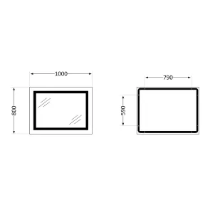 Зеркало Qtap Cardinal (CA1) 1000х800 с LED подсветкой Touch, с антизапотеванием, с димером, рег. темп. цвета (3000-6500K) QT0478C10080 №2