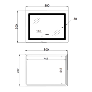 Дзеркало Lidz Kubis (KU2) 800х600 з LED-підсвічуванням Touch, з антизапотіванням, з димером, рег. яскравості LD78LF9048060 №4