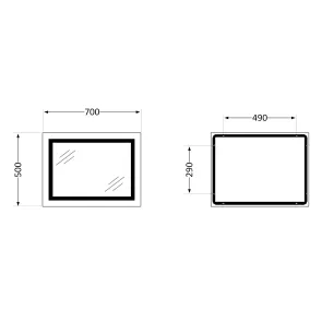 Дзеркало Qtap Cardinal (CA1) 700х500 з LED-підсвічуванням Touch, з антизапотіванням, з димером, рег. темп. кольору (3000-6500K) QT0478C5070 №4
