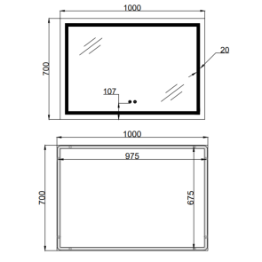 Зеркало Qtap Mideya (MI1) 1000х700 с LED-подсветкой Touch, с антизапотеванием, димером, рег. яркости QT2078NCF10070 №5